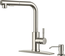 Kitchen Faucet with Soap Dispenser, Brushed Nickel Stainless Steel Sink Faucet w