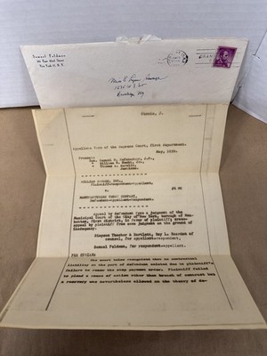 1959 NY Court Document Legal Case Savage v Trust + Cover Stamp
