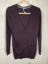White Stuff Cardigan UK 12 Plum Purple Angora Mix Long Sleeve