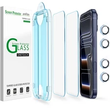 (2+4pack) amFilm for iPhone 17 Pro Max-OneTouch Glass Screen Lens Protector 6.9"