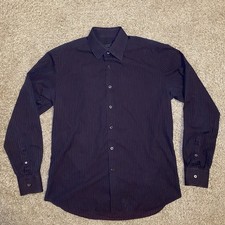 Prada Long Sleeve Striped Button Down Dress Shirt Red Men's 40 15-3/4 