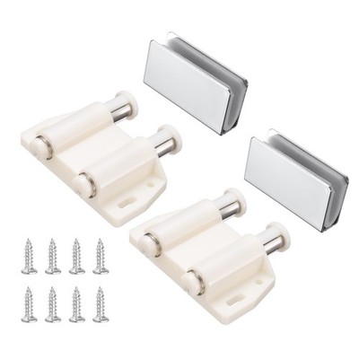 2Pcs Double Magnetic Touch Push Open Latch for 3-6mm Glass Door, Glossy Silver
