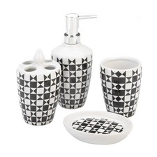 Porcelain Geometric Pattern Bath Accessory Set Home Decorative Gift Collectible