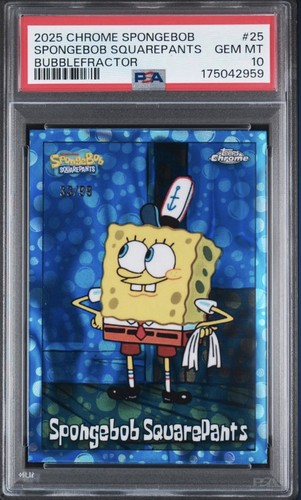 SpongeBob SquarePants [Bubblefractor] #25 card from 2025 Topps Chrome SpongeBob SquarePants
