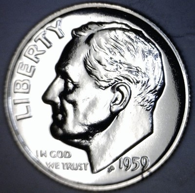 1959 GEM PROOF SILVER Roosevelt Dime Coin NICE BLAZING PRF LOT #70 w/  FREE SHIP