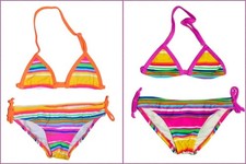 NIB Girls 3, 4, 5, 6, 7-8 ORANGE or PURPLE STRIPED TRIANGLE BIKINI