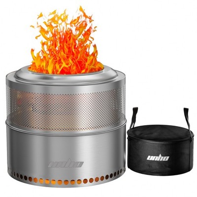 20'' Smokeless Fire Pit Wood Burning Portable Stainless Steel Outdoor Fireplace