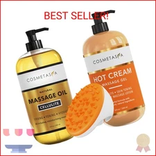 Cellulite Massage Oil, Gel & Mitt - Natural Hot Cream Massage Gel, Oil & Massage