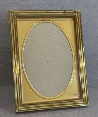 Vintage Solid Brass Oval Opening Rectangular Frame Shadow Box Style 6.5 x9 