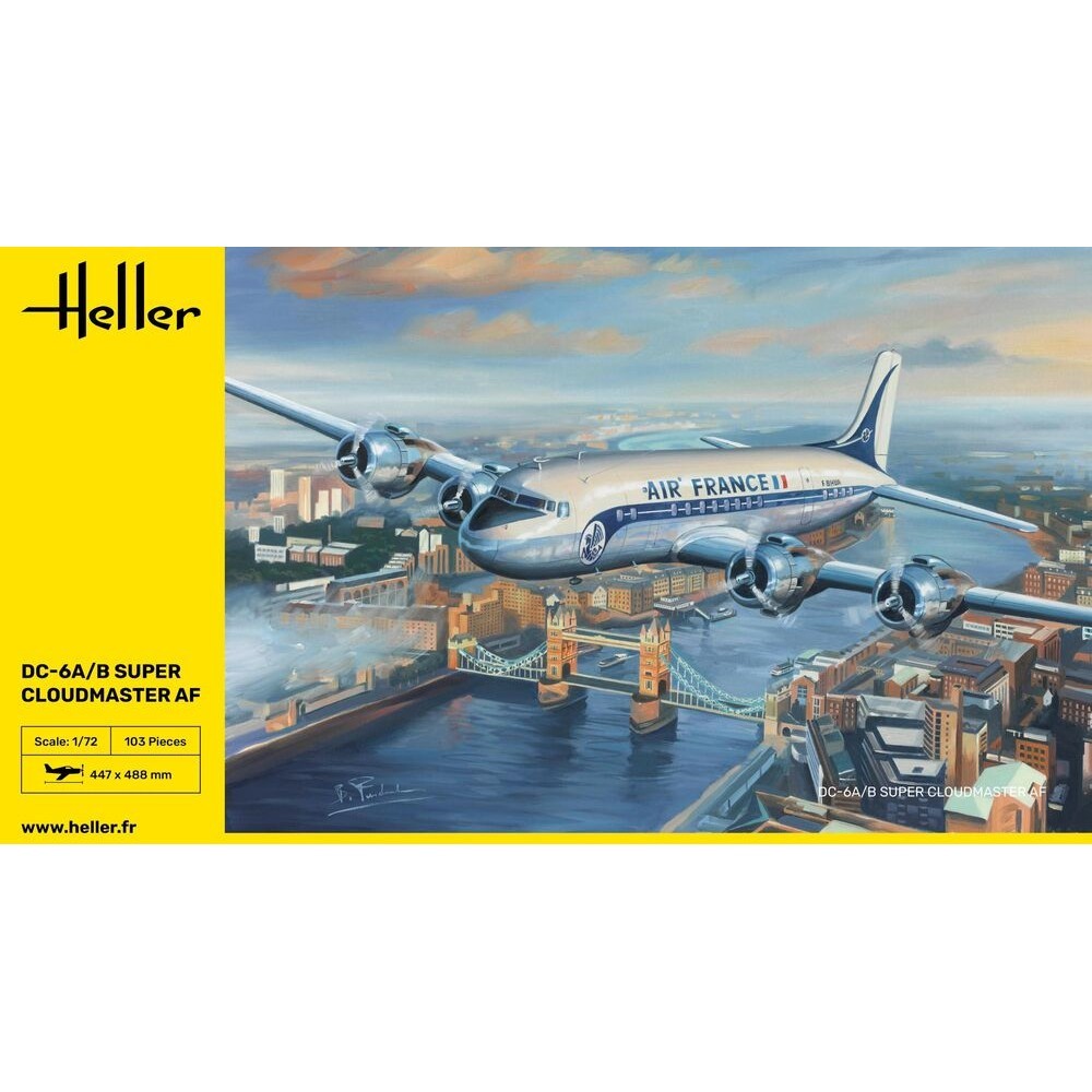 Maquette avion de ligne DC6 Heller Super Cloudmaster Air France 1/72