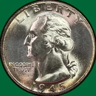 1945-S Washington Quarter Silver Brilliant Uncirculated BU Coin #43518