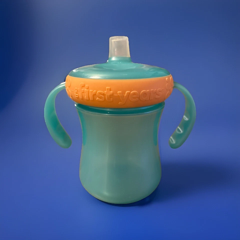 Tomy The First Years Sippy Trainer Cup 7 oz azul naranja con asas Foto 3 de 4