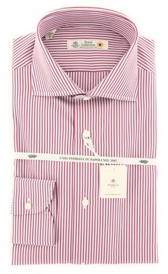 Luigi Borrelli Rot Gestreift Hemd - Slim - 15.5/39 - (40LB4063)