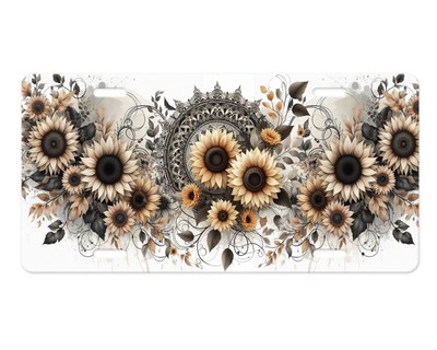 Mandala Sunflower Front License Plate Car Accessory Vanity Plate