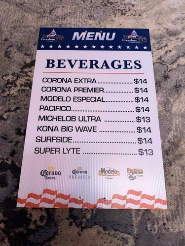 Indycar Freedom 250 Grand Prix Washington DC Event Used Sign Beer Menu