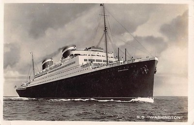 SS WASHINGTON SAILING RIGHT, UNITED STATES LINE, REAL PHOTO PC used Sea Post 936