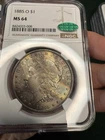 1885-O Morgan Silver Dollar NGC MS64 Insane Tape Toner Cac Toned