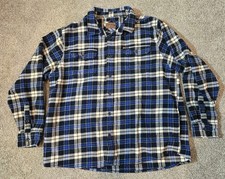 Orvis Mens XXL Button Down Heavy Flannel Plaid Shirt Double Pockets
