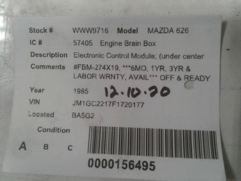 Módulo de control electrónico ECM del motor compatible con 83-85 MAZDA 626 579370 Foto 3 de 3