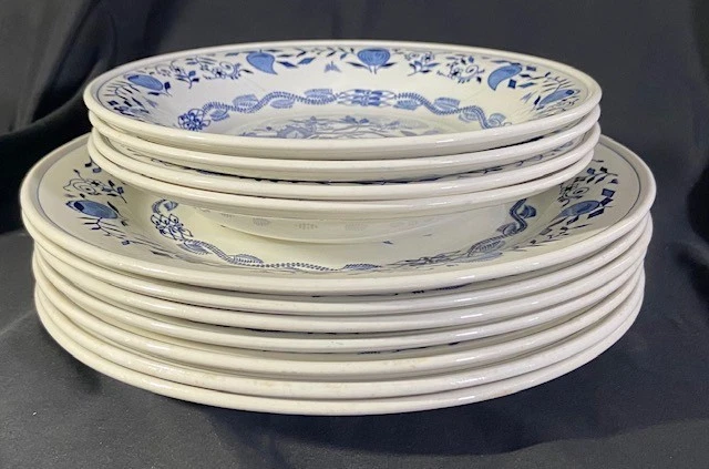 Boch Belgium 1841 Zwiebelmuster  11-tlg.-Set 7 Ess- & 4 Suppenteller Blau-Weiß - Bild 4 von 4