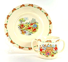 2 Pc Royal Doulton Bunnykins Child Plate  2 Handle Cup Tableware England C284