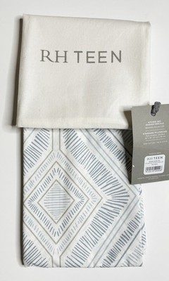 Restoration Hardware Etched Geo Washed Standard Pillowcase (1) Cotton Ocean NEW