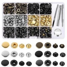 120 Set Leather Snap Fasteners Kit, 12.5mm Metal Button Snaps Press Studs wit...