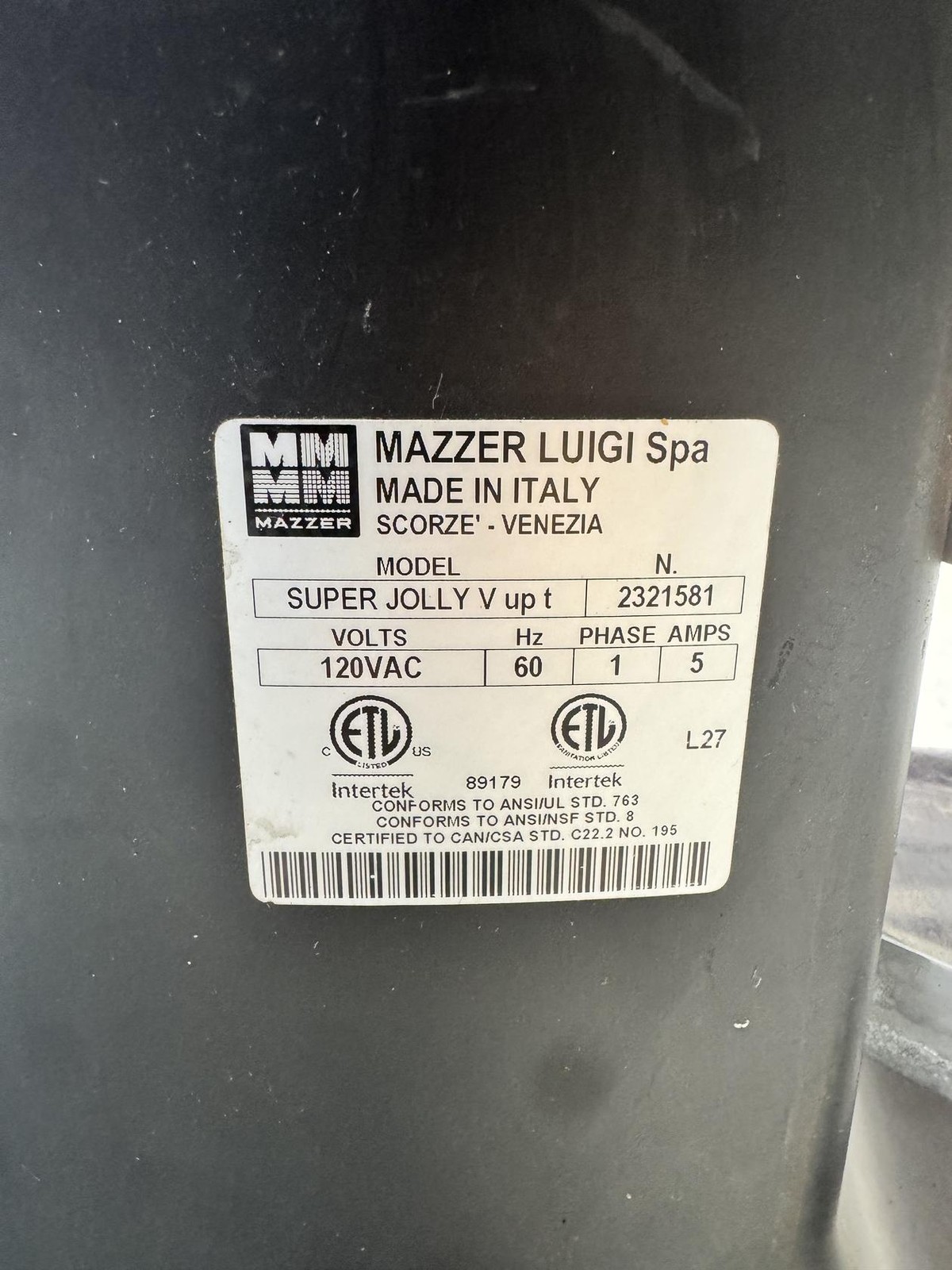 Mazzer Luigi Spa Espresso Coffee Grinder - Broken Knob, Functional