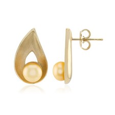 Goldene Perle Goldplattierte Silberohrringe