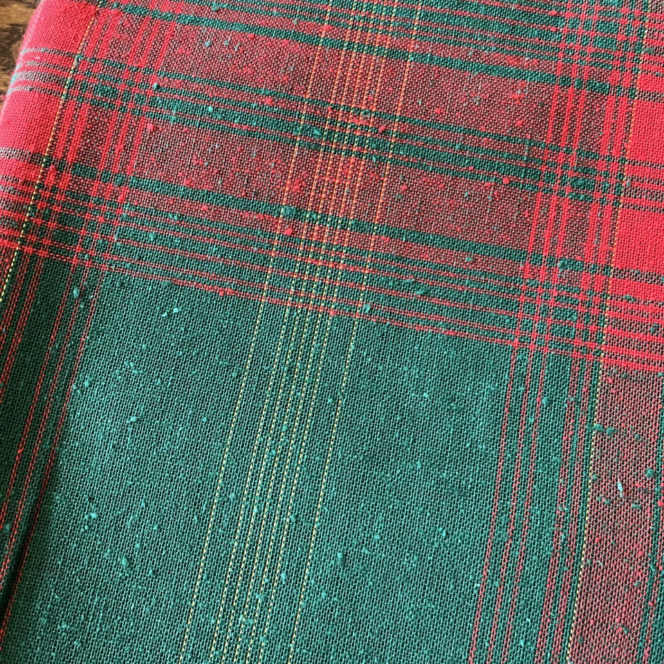 "Tela navideña vintage a cuadros rojo verde dorado 3 yardas 44"" pulgadas" Foto 2 de 4