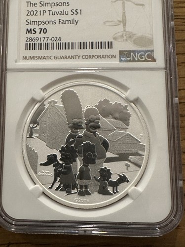 Tuvalu 2021 P Simpsons Family 1 oz. .9999 Silver $1 - NGC MS 70 - Picture 2 of 4