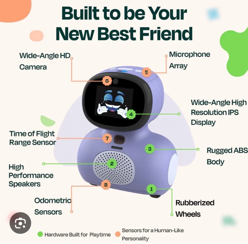 Miko Mini: Robot interactivo de aprendizaje adaptativo STEM alimentado por IA para niños - púrpura Foto 3 de 4