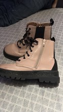 Wonder Nation Girls Pink Glitter Sole Combat Boots USA 2