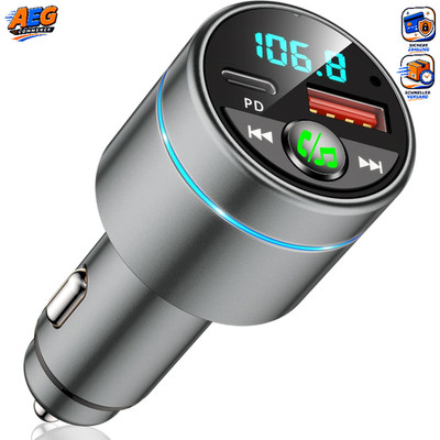Bluetooth Adapter FM Transmitter Ganzmetall PD 30W QC3.0 Schnellladung Auto