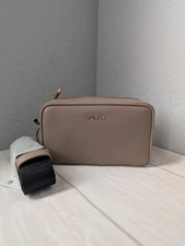 NWT Furla Classic XL Leather Crossbody In Taupe Nero W/ Dust Bag