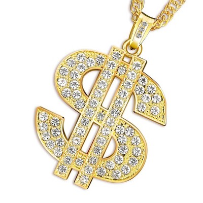 LSVGSAK Gold Money Necklace Chain Fake Sign 29 inches, 