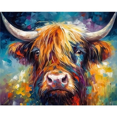 Malen Nach Zahlen Erwachsene Acryl Scottish Highland Cow Kreativ Bastelset Ge...