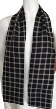 Vintage Black Silver Checked Oblong Scarf - 60" x 5.5"