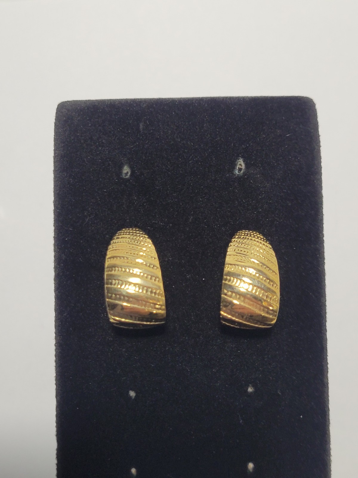 Anne Klein Earrings Textured Goldtone Half Hoop Fashion Statement Jewelry
