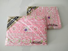 Vintage Tastemaker Full Flat  Fitted Sheet Set Pink Floral Cottage NOS 130 ct