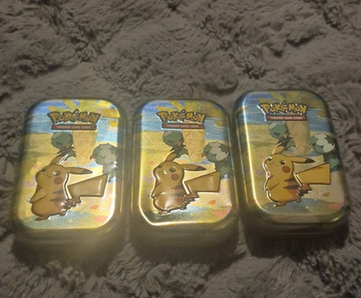 Pokémon TCG Mini Tin Lot 3 Pikachu Roselia 40 Karten Kapazität Metall