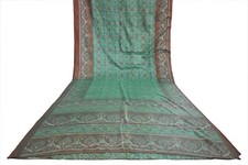 FNC Vintage Saree Indian Tarkus Woven Ikat Blend Silk Sari Craft Fabric 5YD