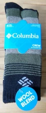 Columbia 4 Pair Wool Blend Crew Socks Men's Shoe Size 6-12 Black/Multi NEW