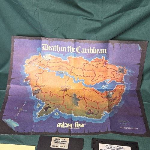 Death in the Caribbean Apple 1982 Floppy Disk Instructions And Map Not Tested - Picture 2 of 5