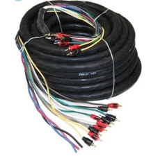 DEEJAY LED MEDUSA 52FT COPPER 10 RCA SHIELDED CABLES PLUS THREE POWER - AUDIO