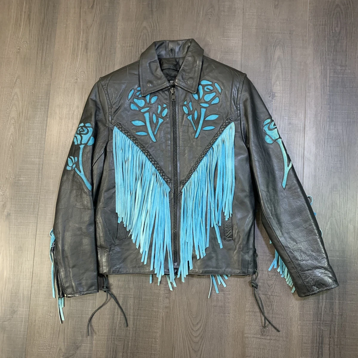 Fringed leather motorcycle jacket sale