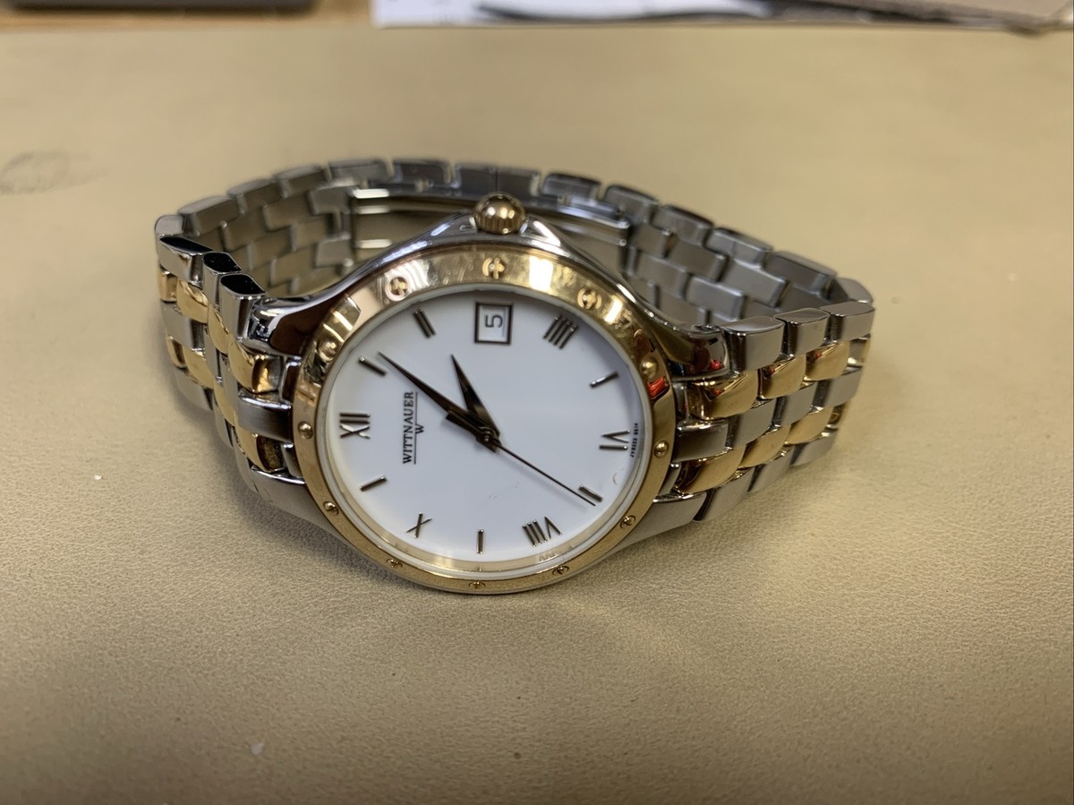Wittnauer JV8223-9514 Mens White Dial Roman Numeral SS Swiss 