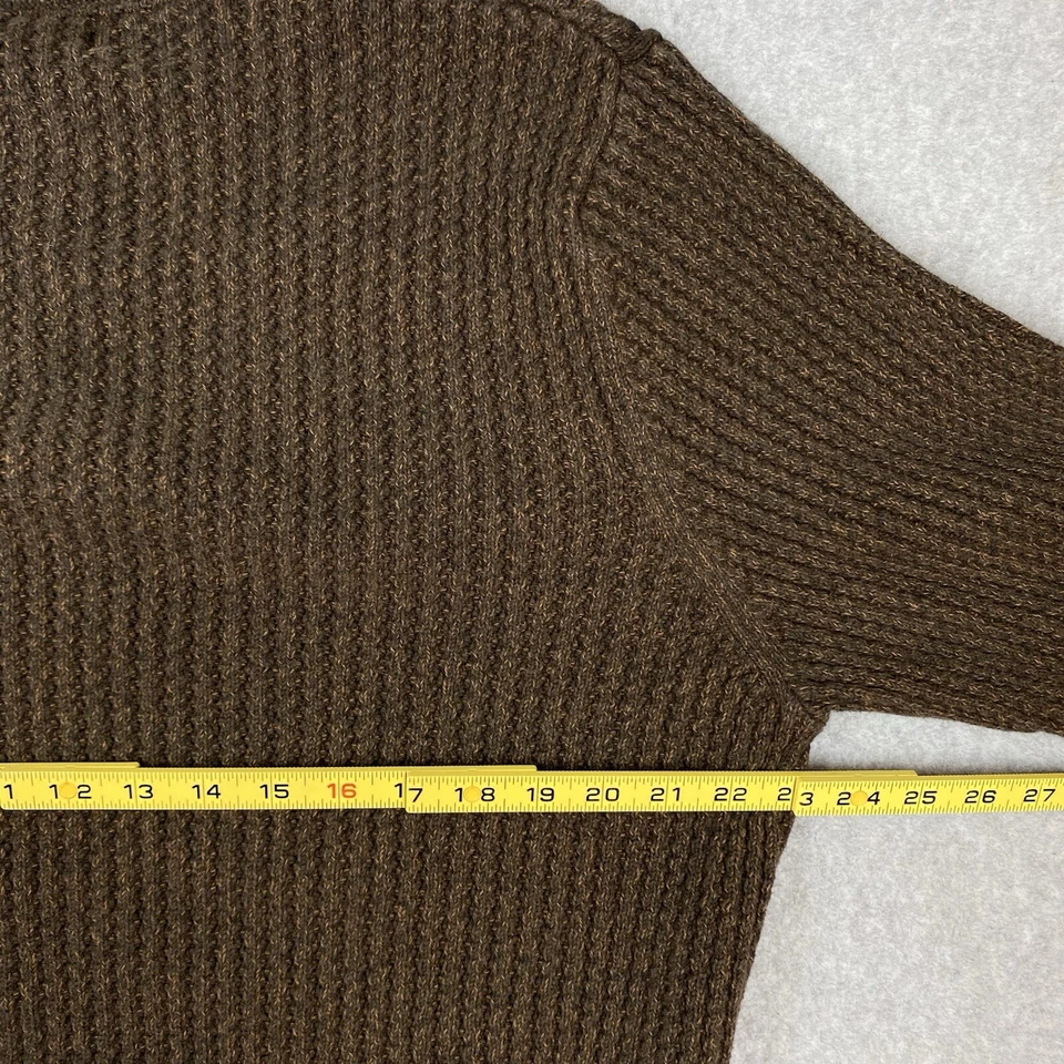 Vintage EDDIE BAUER Henley Fisherman’s Sweater Men’s XL Brown Cotton Corporate - Image 4 of 4