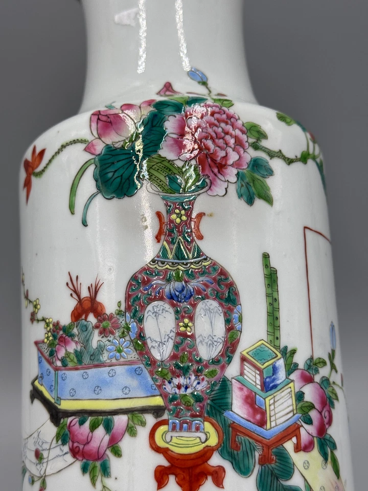 Антикварная китайская фарфоровая ваза XIX века Famille Rose bogu 13 1/2 дюйма - Изображение 3 из 4