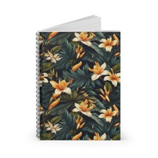 Traditional White Flower Spiral Notebook - Ruled Line